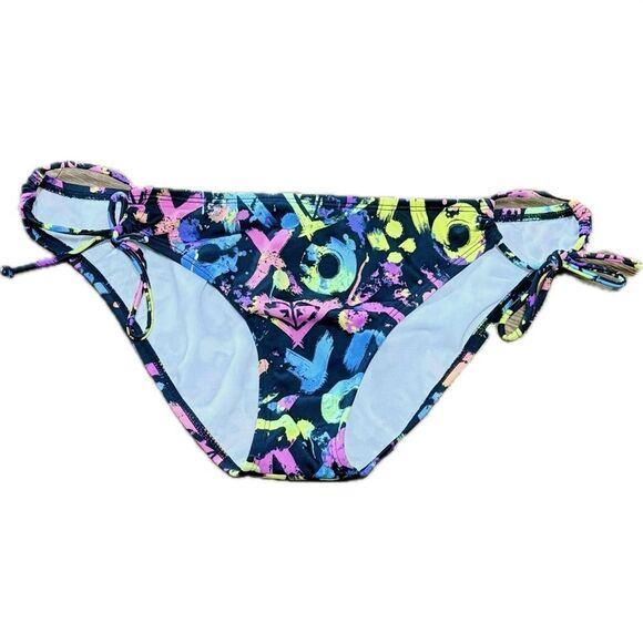 Roxy Black and Blue Bikini with Adjustable Side Ties - Picture 1 of 5